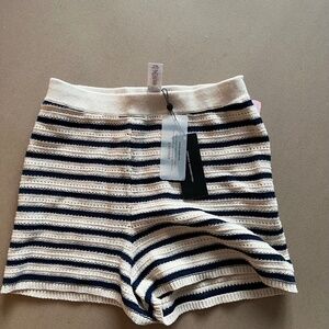 French Connection Navy and White Striped Women Shorts